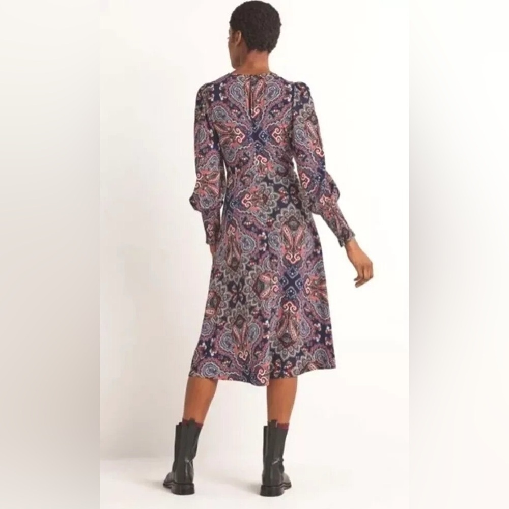 Boden Paisley Smocked Cuff Midi Dress - Picture 2 of 7